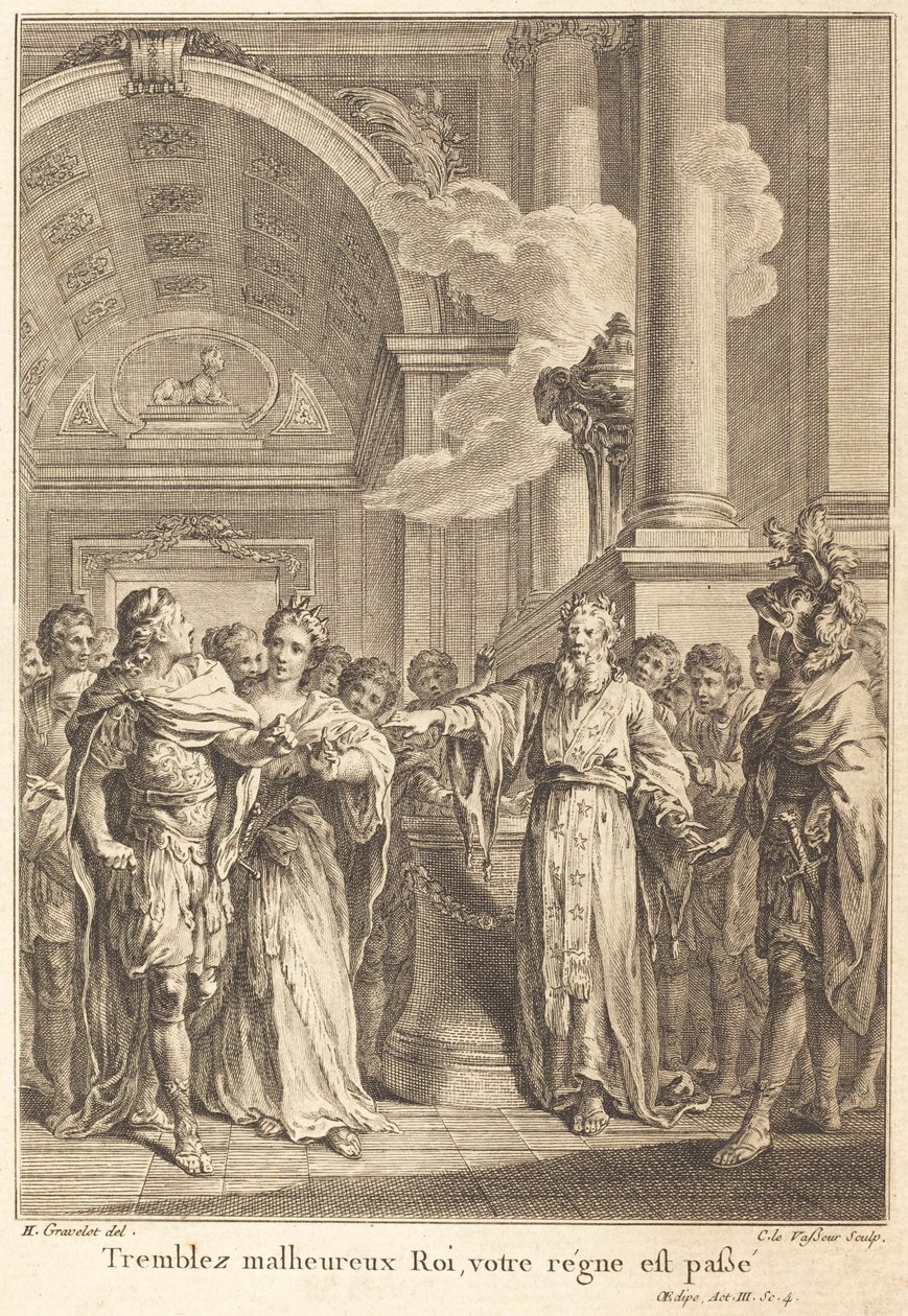 Tremble, unfortunate King, your reign is over by Jean Charles Levasseur after Hubert François Gravelot
