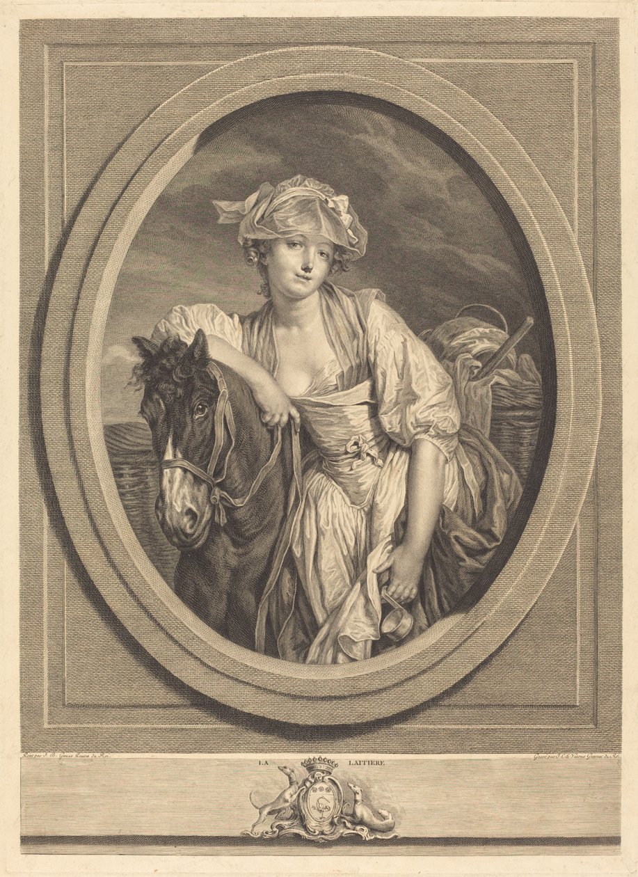 The Milkmaid by Jean Charles Levasseur after Jean Baptiste Greuze