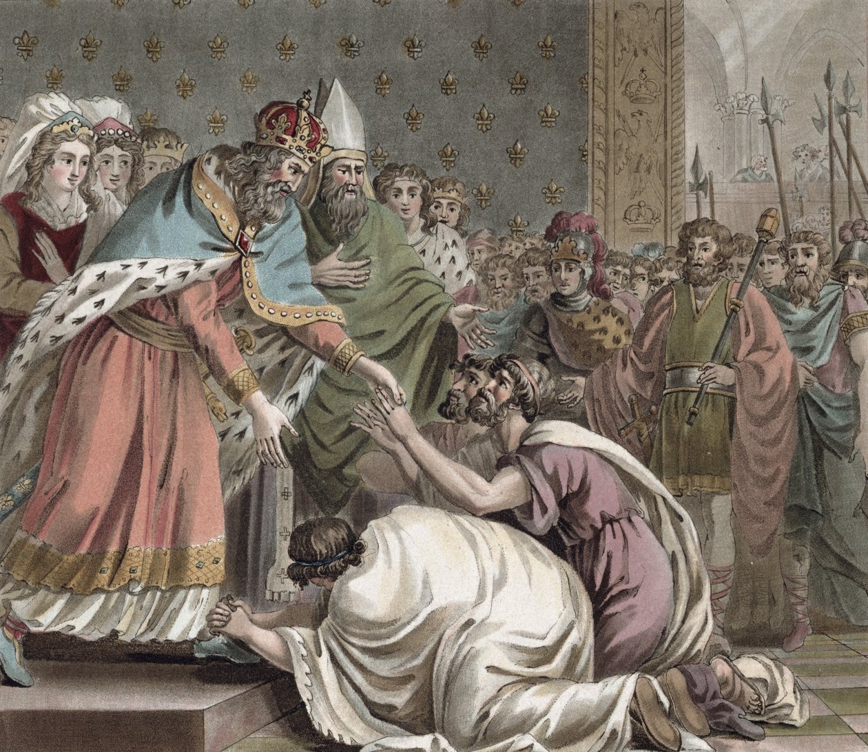 Charlemagne (742-814) Receives the Ambassadors from the Emperor of the East, engraved by Jean Baptiste Morret, 1789 by Jean Claude Naigeon
