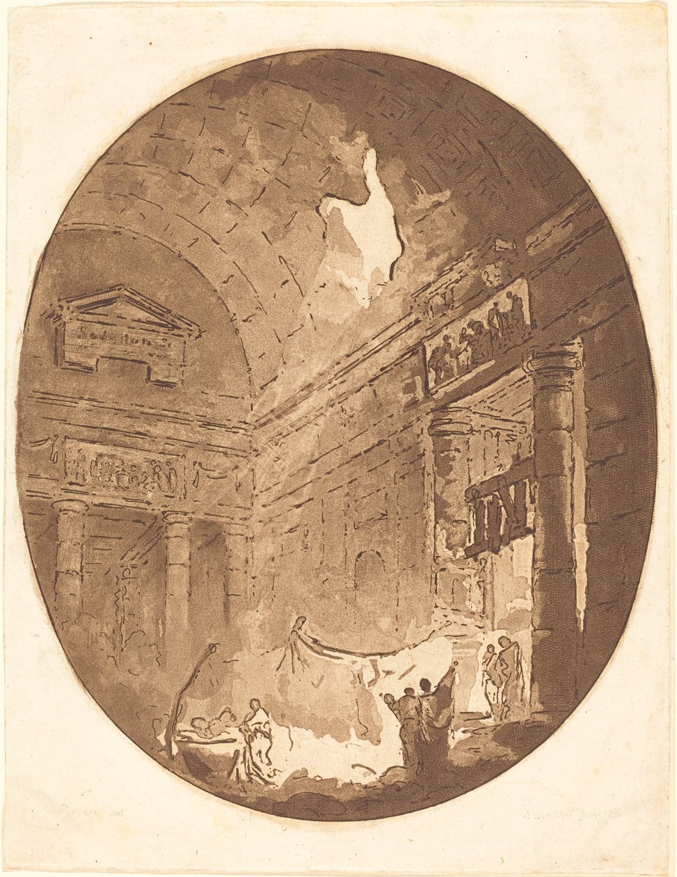 Interior of a Roman Villa by Jean Claude Richard, Abbé de Saint Non after Hubert Robert