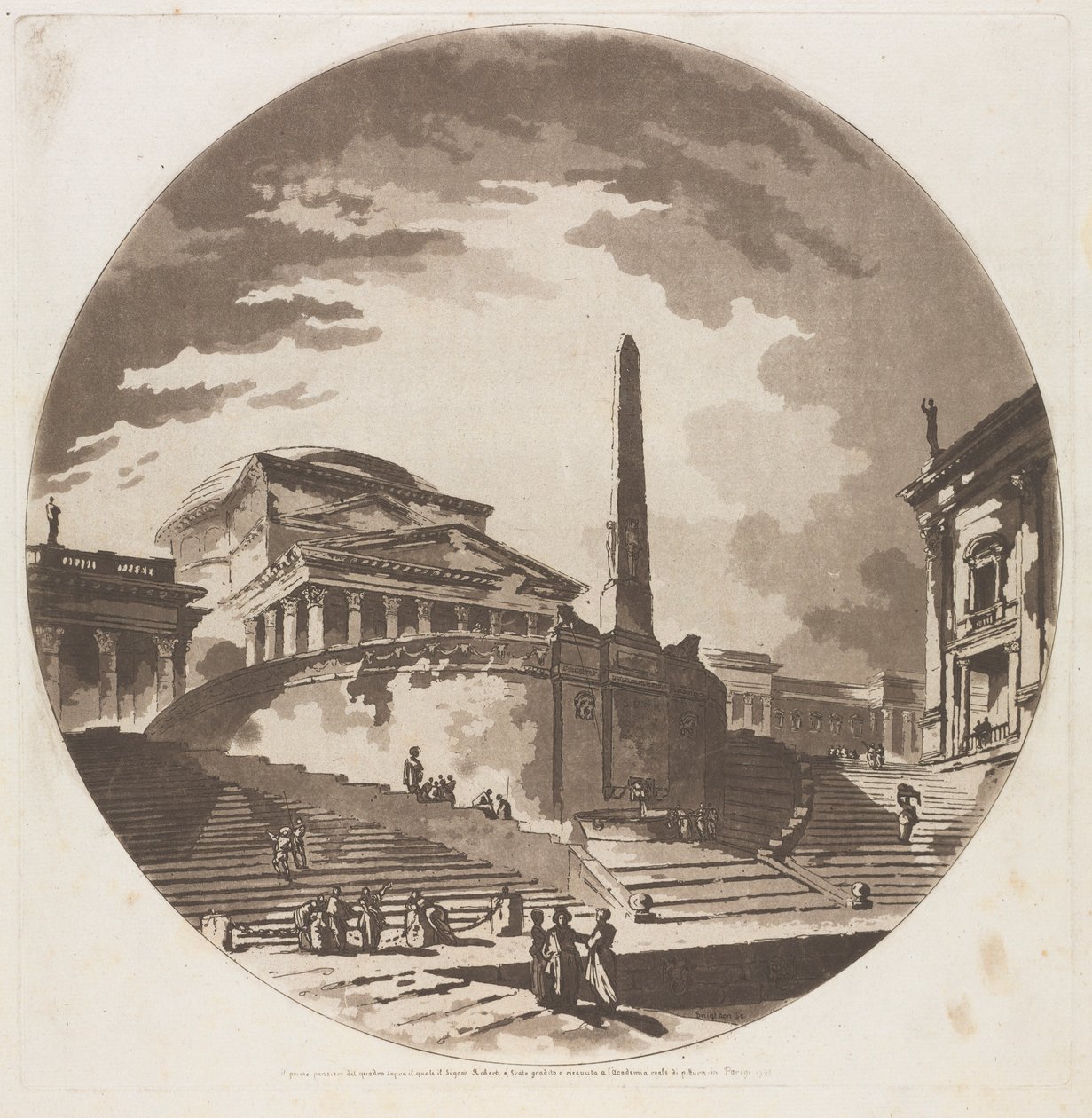 View of the Rotunda with Stairs on the Tiber by Jean Claude Richard de Saint Non