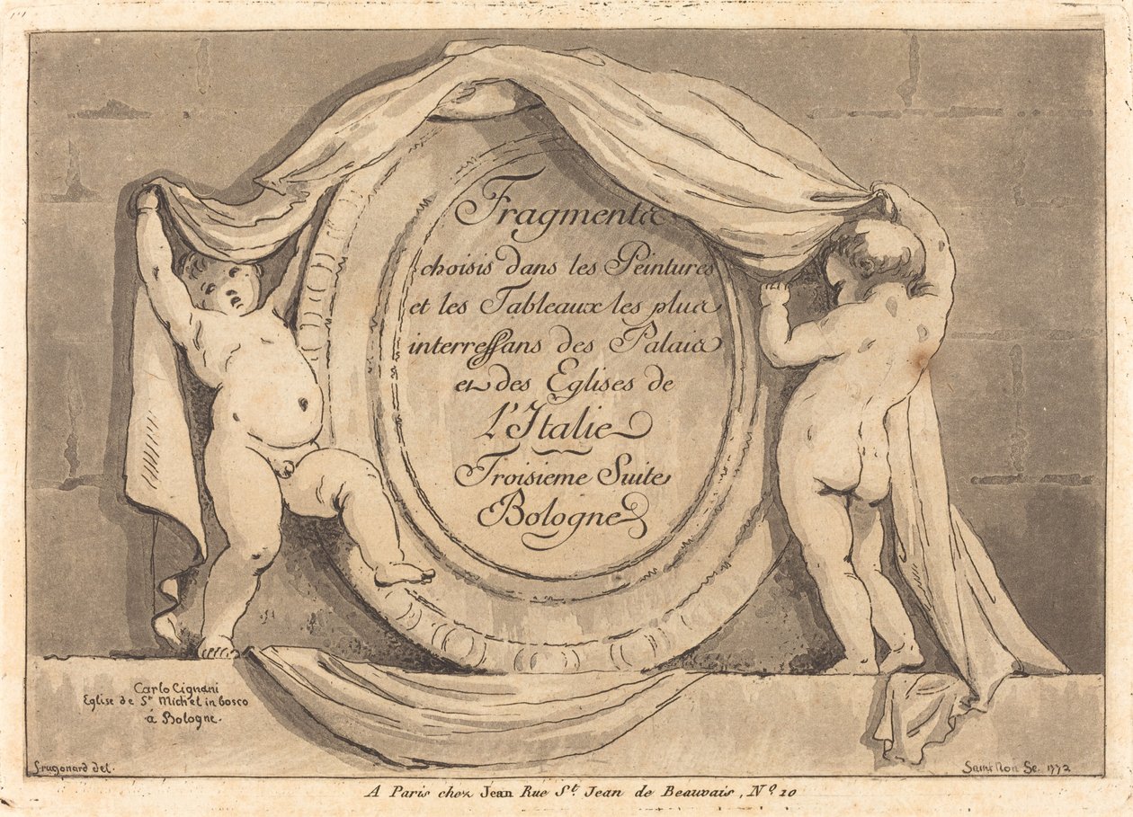 Title Page: Oval Design from the Church of San Michele de Bosco, Bologna by Jean Claude Richard de Saint Non after Jean Honoré Fragonard after Carlo Cignani