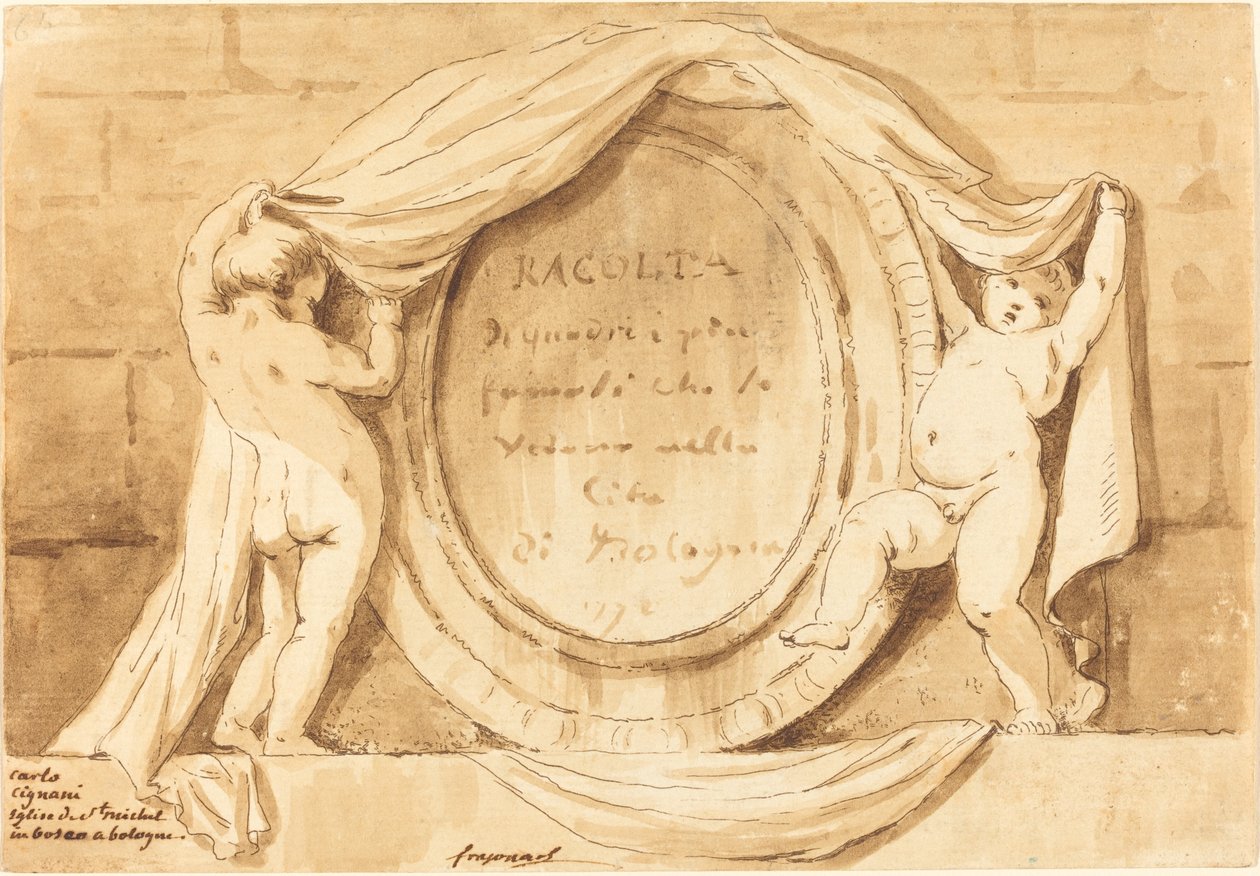 Title Page: Oval Design from the Church of San Michele de Bosco, Bologna by Jean Claude Richard de Saint Non after Jean Honoré Fragonard after Carlo Cignani