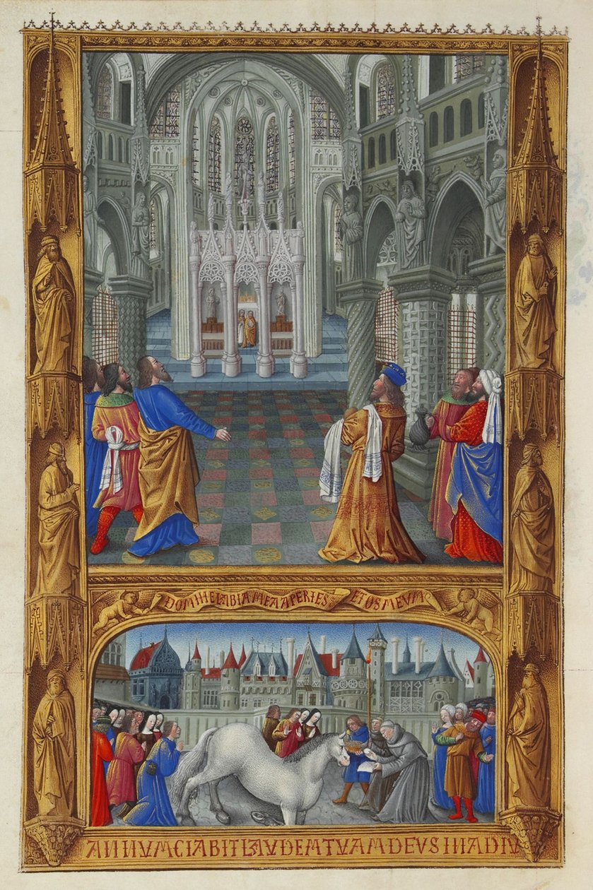 Les Très Riches Heures du Duc de Berry, Folio 129v - The Holy Sacrament by Jean Colombe