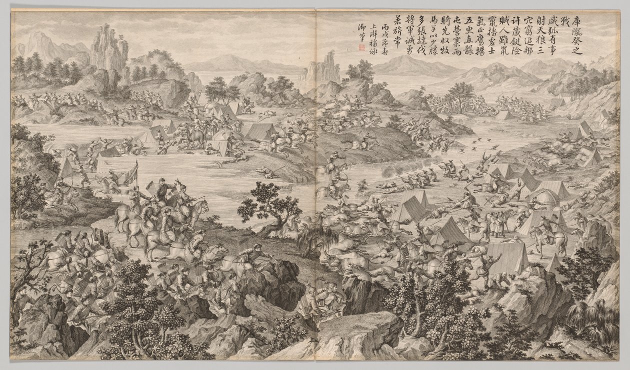 Battle of Kulongkui: from Battle Scenes of the Quelling of Rebellions in the Western Regions, with Imperial Poems by Jean Damascene Sallusti