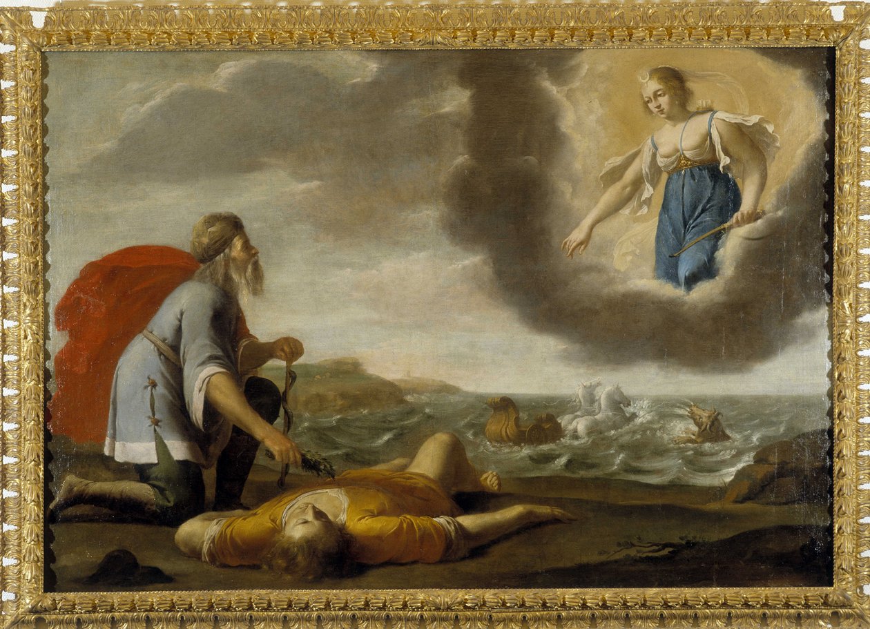 Aesculapus Resurrecting Hyppolite: Son of Theseus Dead is Resurrected by Aesculapius Under the Gaze of Artemis by Jean Daret