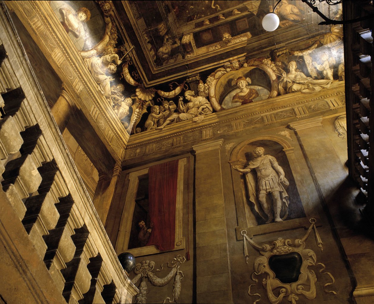 Baroque architecture: staircase painted in trompe l