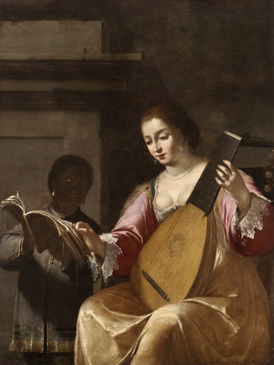 Woman Playing a Lute by Jean Daret