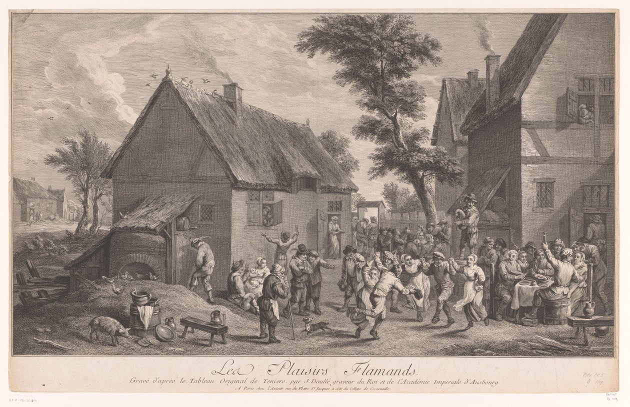 Dancing People in Front of an Inn (Les Plaisirs Flamands) by Jean Daullé