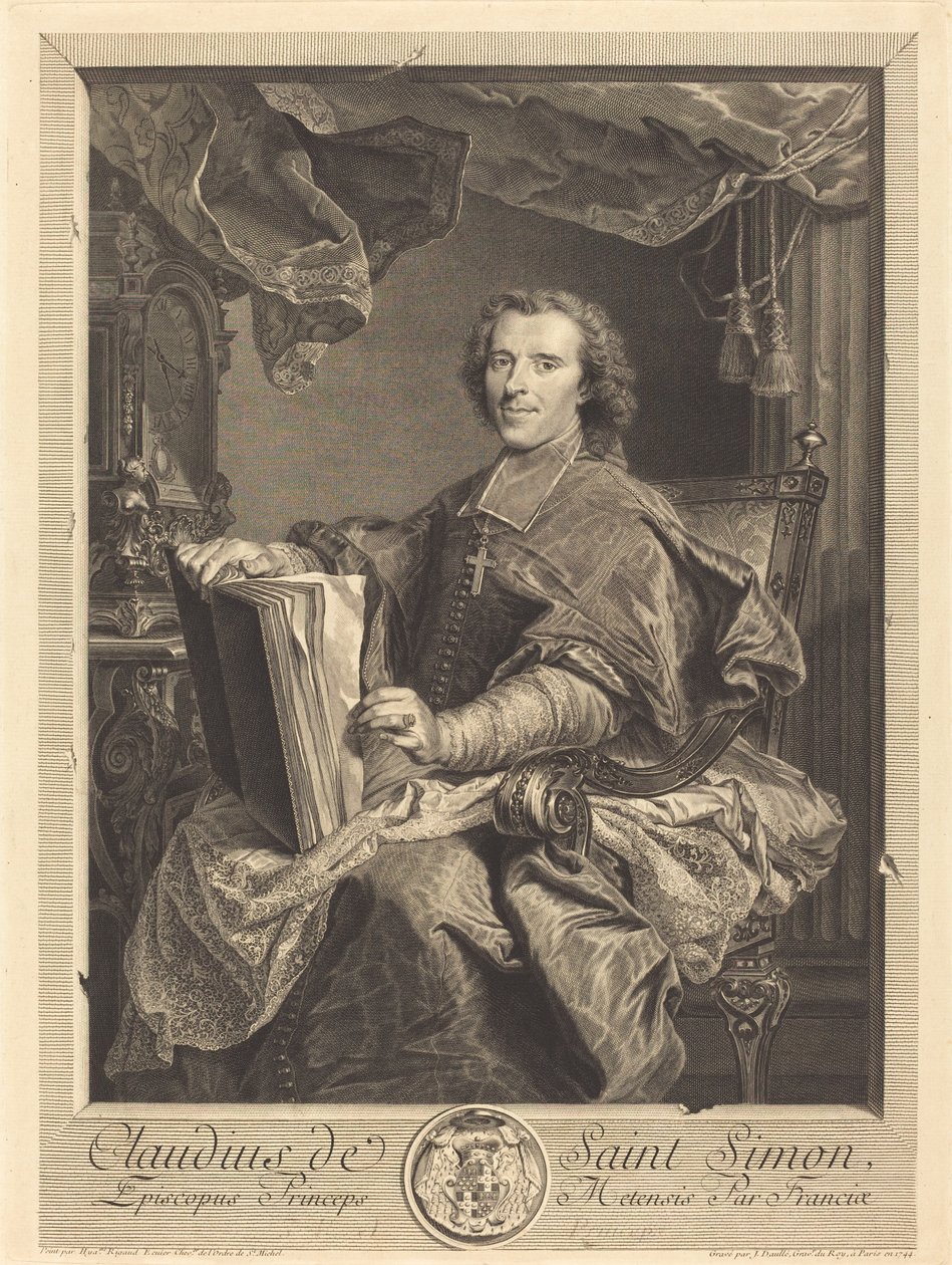 Claudius de Saint-Simon, Prince-Bishop of Metz by Jean Daullé after Hyacinthe Rigaud
