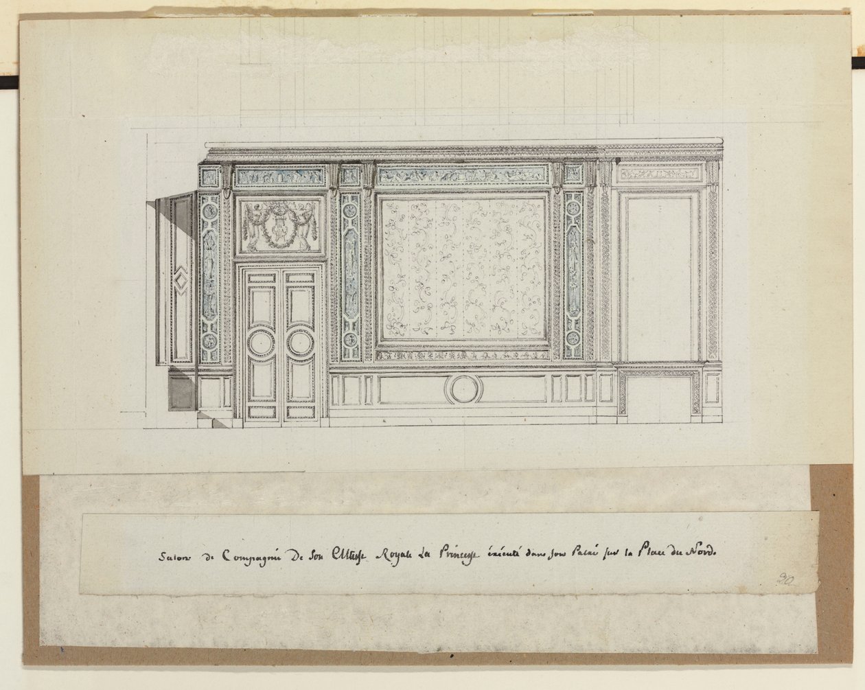 Design for wall decorations for the Salon de Compagnie by Jean Desmosthene (attr. to) Dugourc