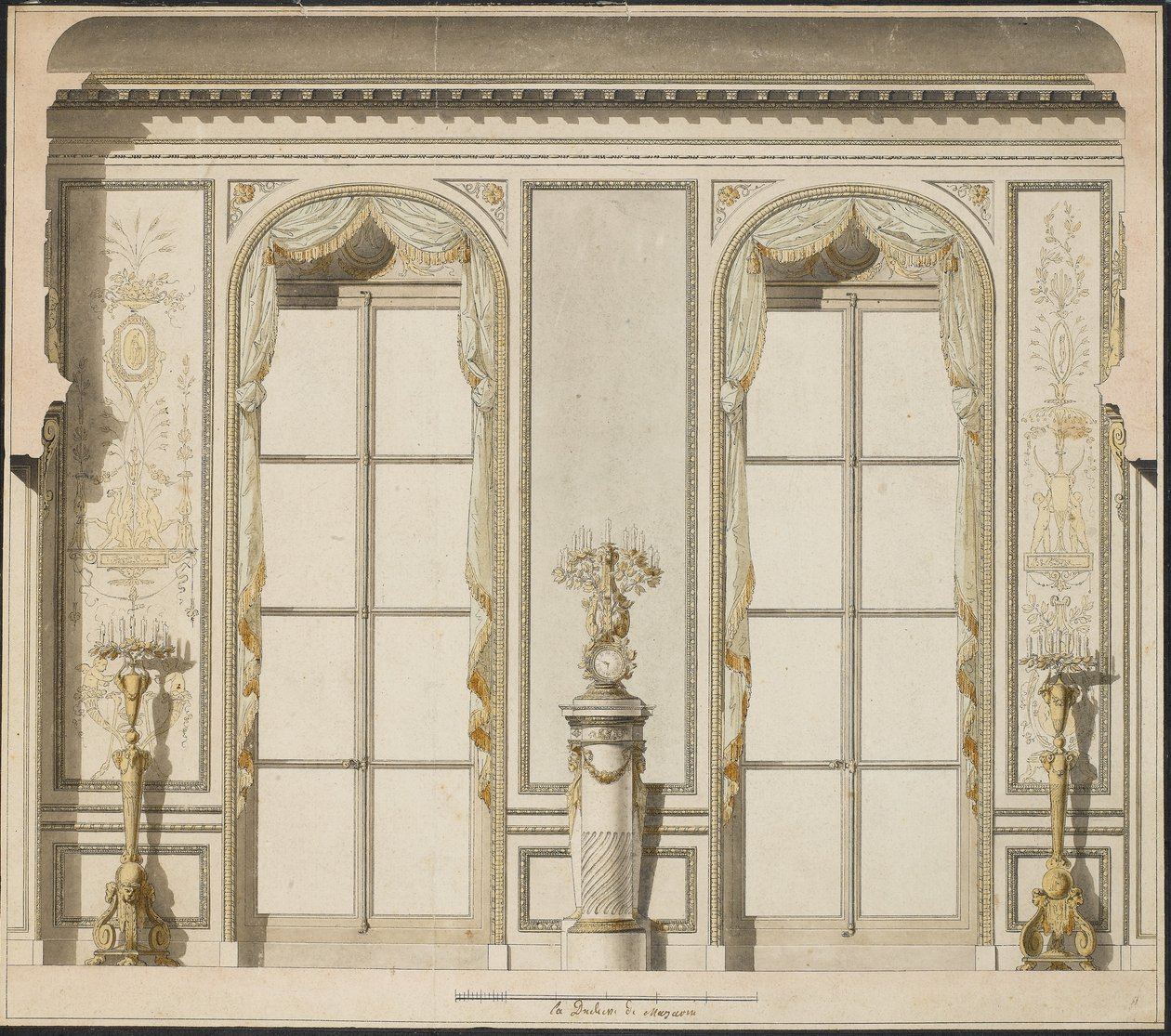 Architectural project for the Grande Galerie of the Hotel de Madame de Mazarin in Paris by Jean Desmosthene Dugourc