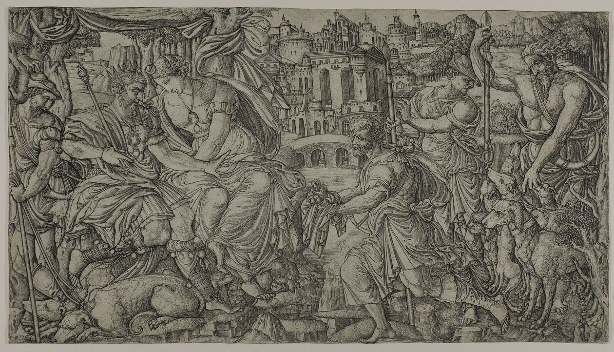 A King and Diana Receiving Huntsmen by Jean Duvet