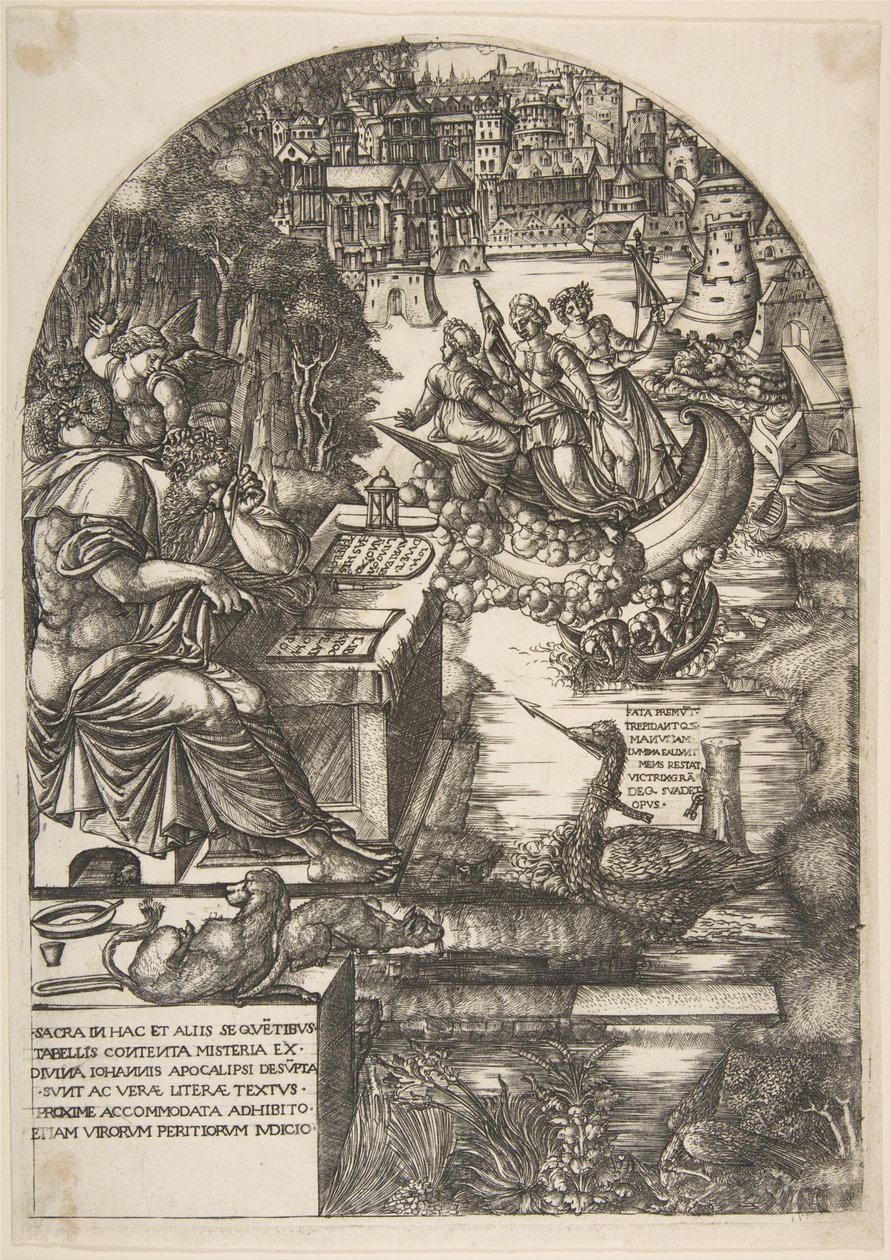 The artist Jean Duvet in the guise of St. John the Evangelist, sitting at a desk, ca. 1546-55 by Jean Duvet