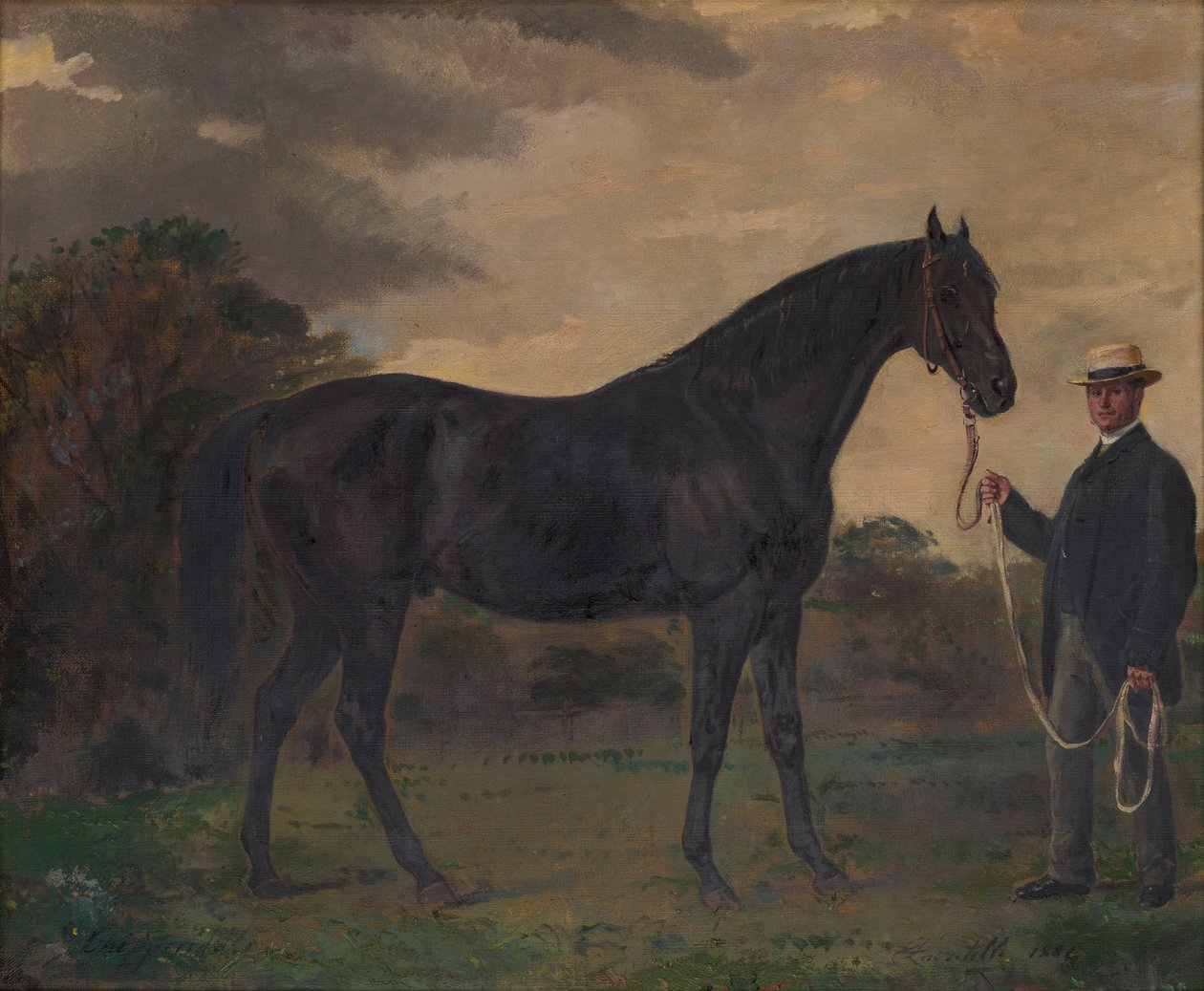 Chippendale & a Groom in Landscape by Jean Edouard Lacretelle