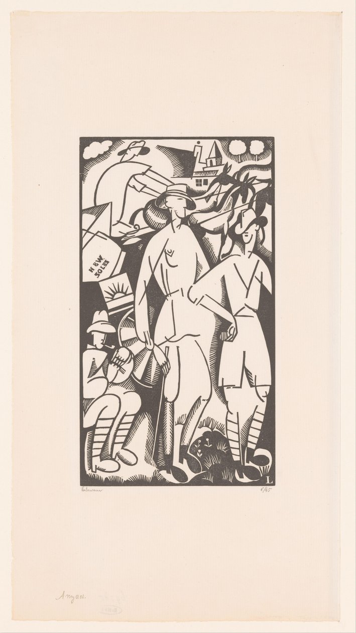 Four Soldiers in a Landscape by Jean Emile Laboureur (signed by artist)