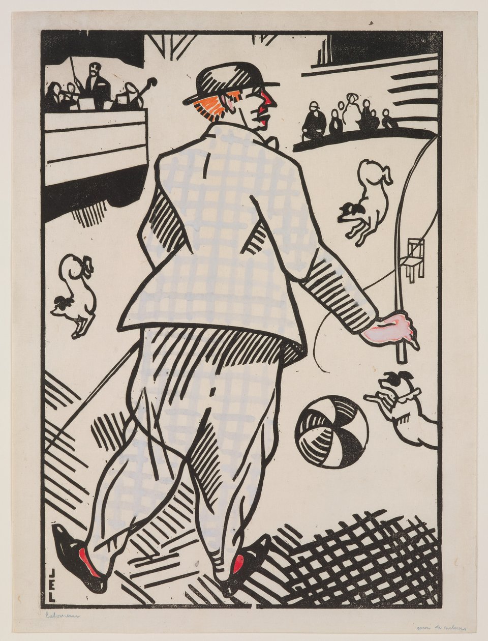 Clown with Dogs by Jean Emile Laboureur