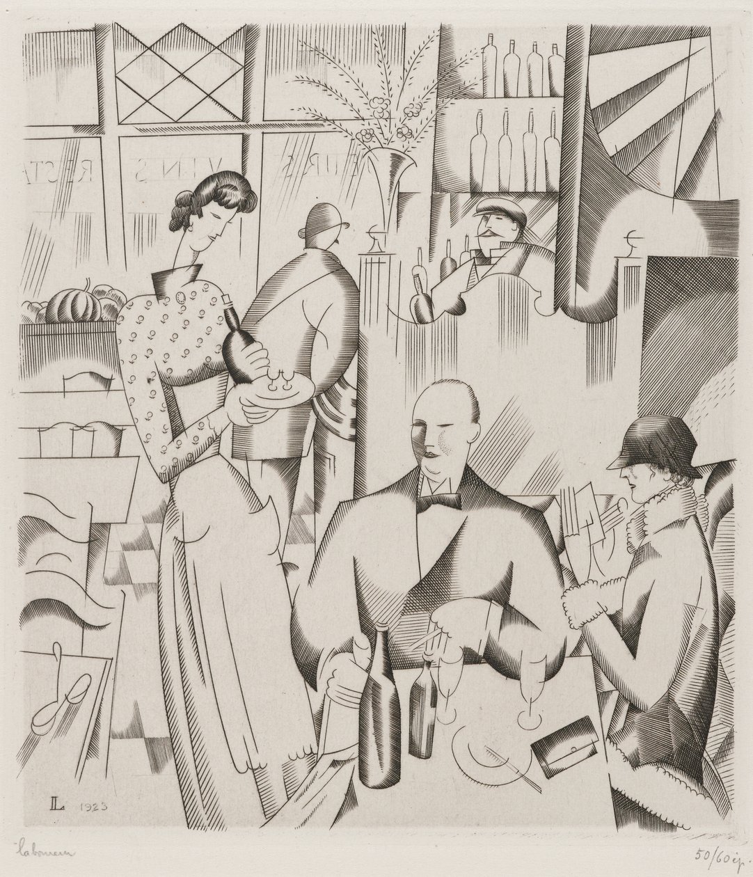 Dinner at the Bistro by Jean Emile Laboureur