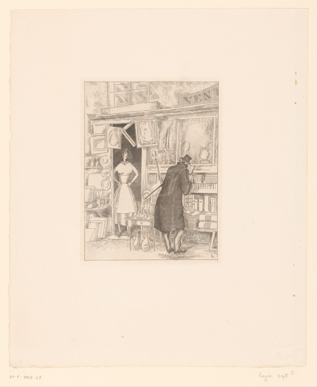 Customer Browsing in an Antique Shop by Jean Emile Laboureur