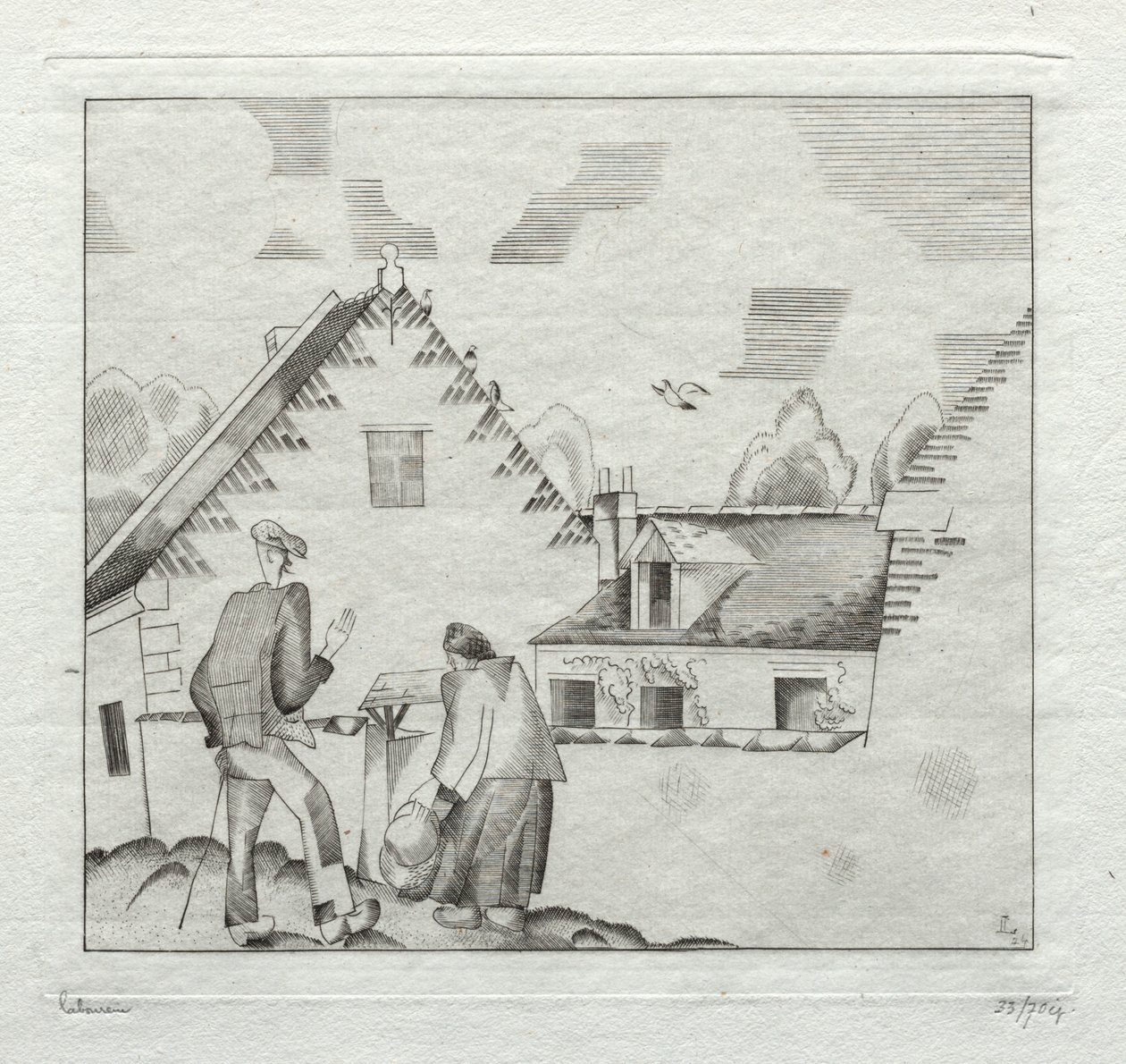 Villagers, Chatting by Jean Emile Laboureur