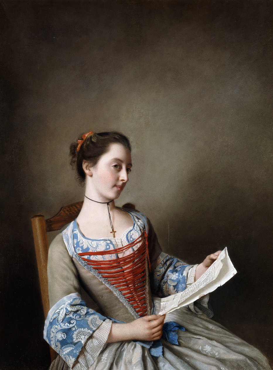 La Belle Liseus: Portrait of Miss Susanna Lewis, Seated, in the Costume of a Lyonnaise Peasant by Jean Étienne Liotard