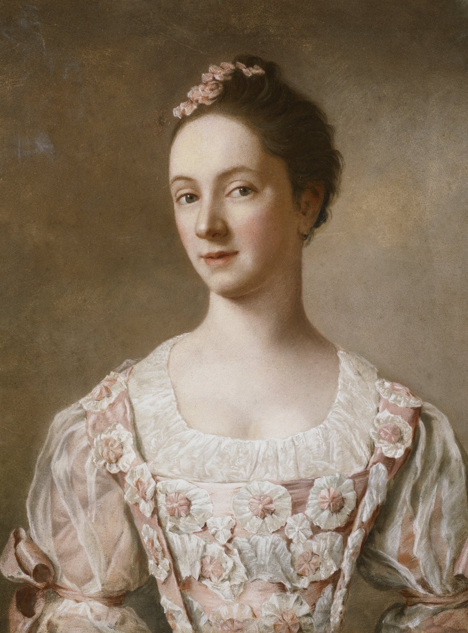Portrait of a Lady, Half Length, in a Pink and White Dress by Jean Étienne Liotard