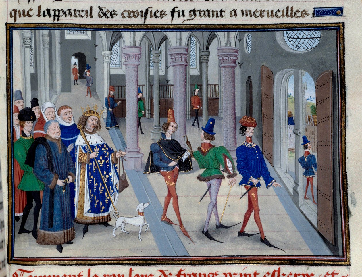 The King Saint Louis (Louis IX) preparing to leave overseas. Miniature from Les Grandes Chroniques by Jean Fouquet, Paris, Library of the Arsenal by Jean Fouquet