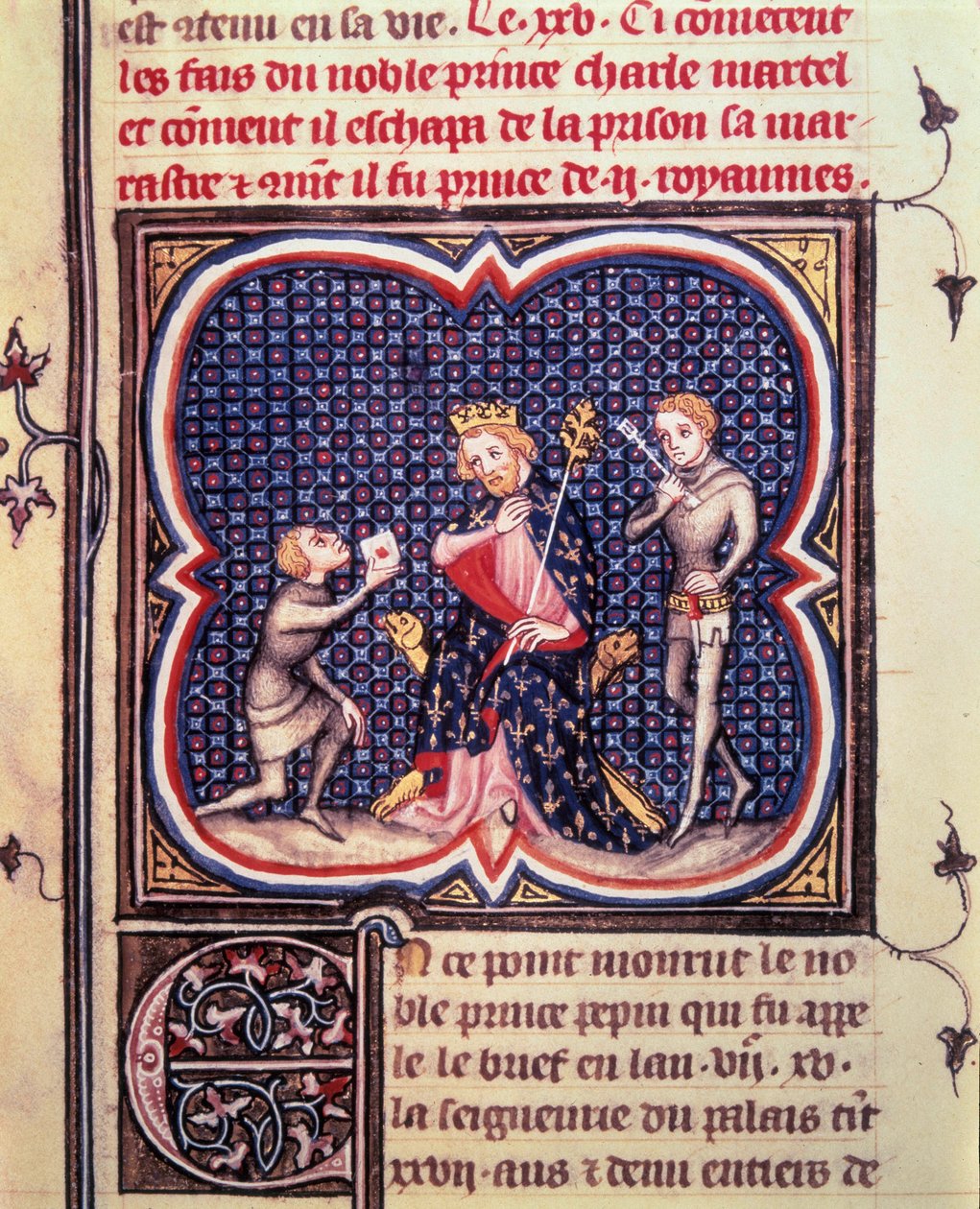 The mayor of the Palais Charles Martel and his chamberlain receive a messenger from the Duke of Eudes d