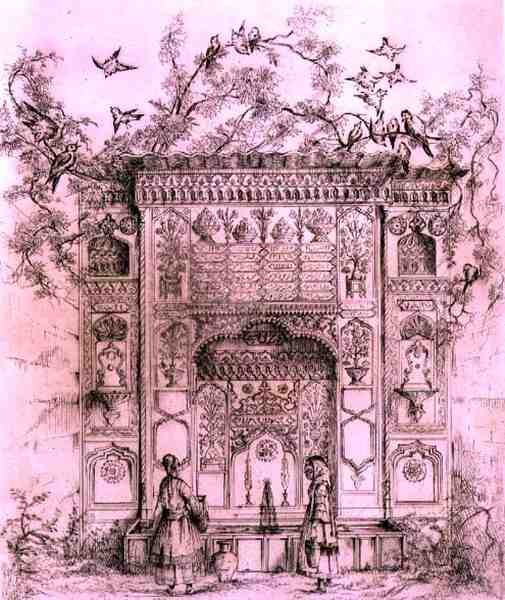 Ornamental Fountain, near the Galata Tower in Constantinople by Jean Francois (after) Albanis de Beaumont