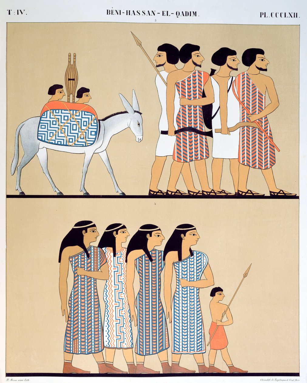 Fresco of the Tomb of Nevothph at Beni-Hassan-El-Qadim (Beni Hasan) by Jean Francois Champollion