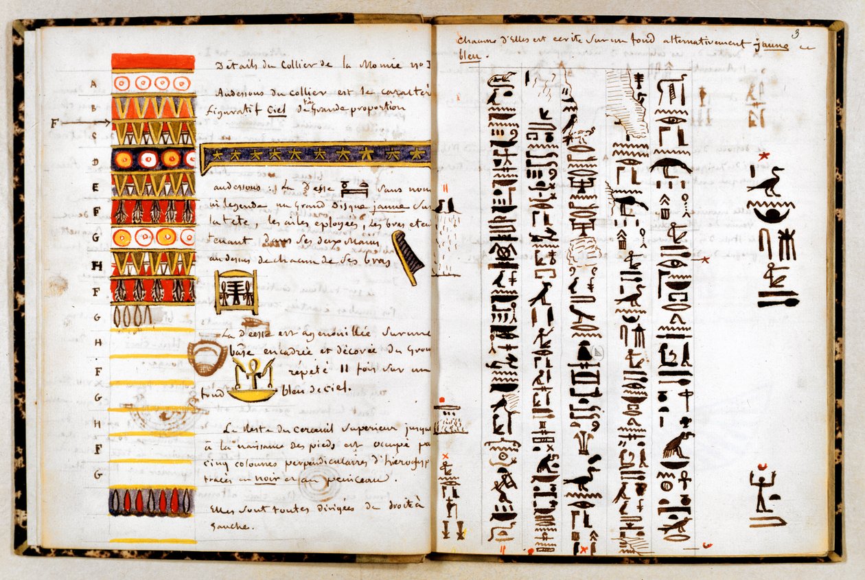 Hieroglyphs in the Notebook of Jean-Francois Champollion, c1806-1832 by Jean Francois Champollion