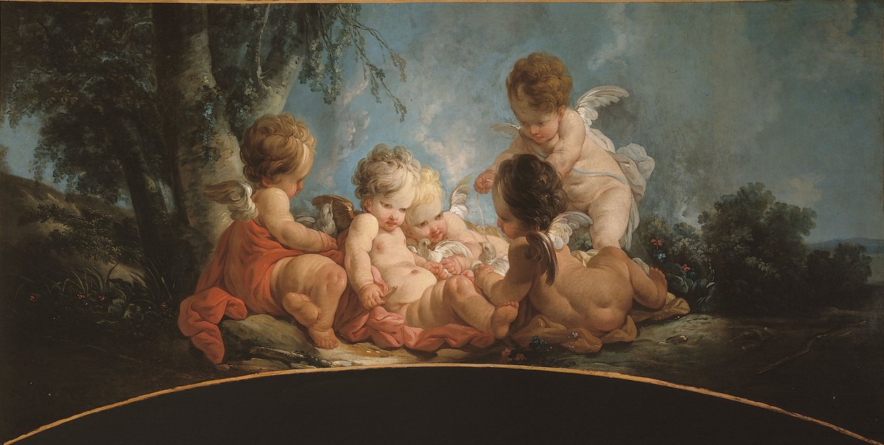 Group of Five Loves Playing with Doves, circa 1761 by Jean Francois Clermont