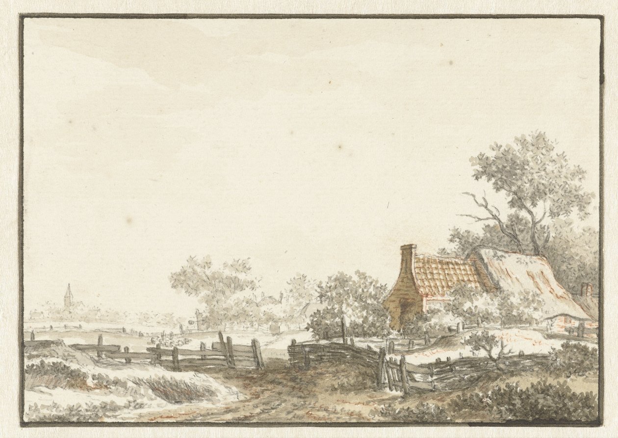 Landscape with Farmhouse by Jean François Delcourt