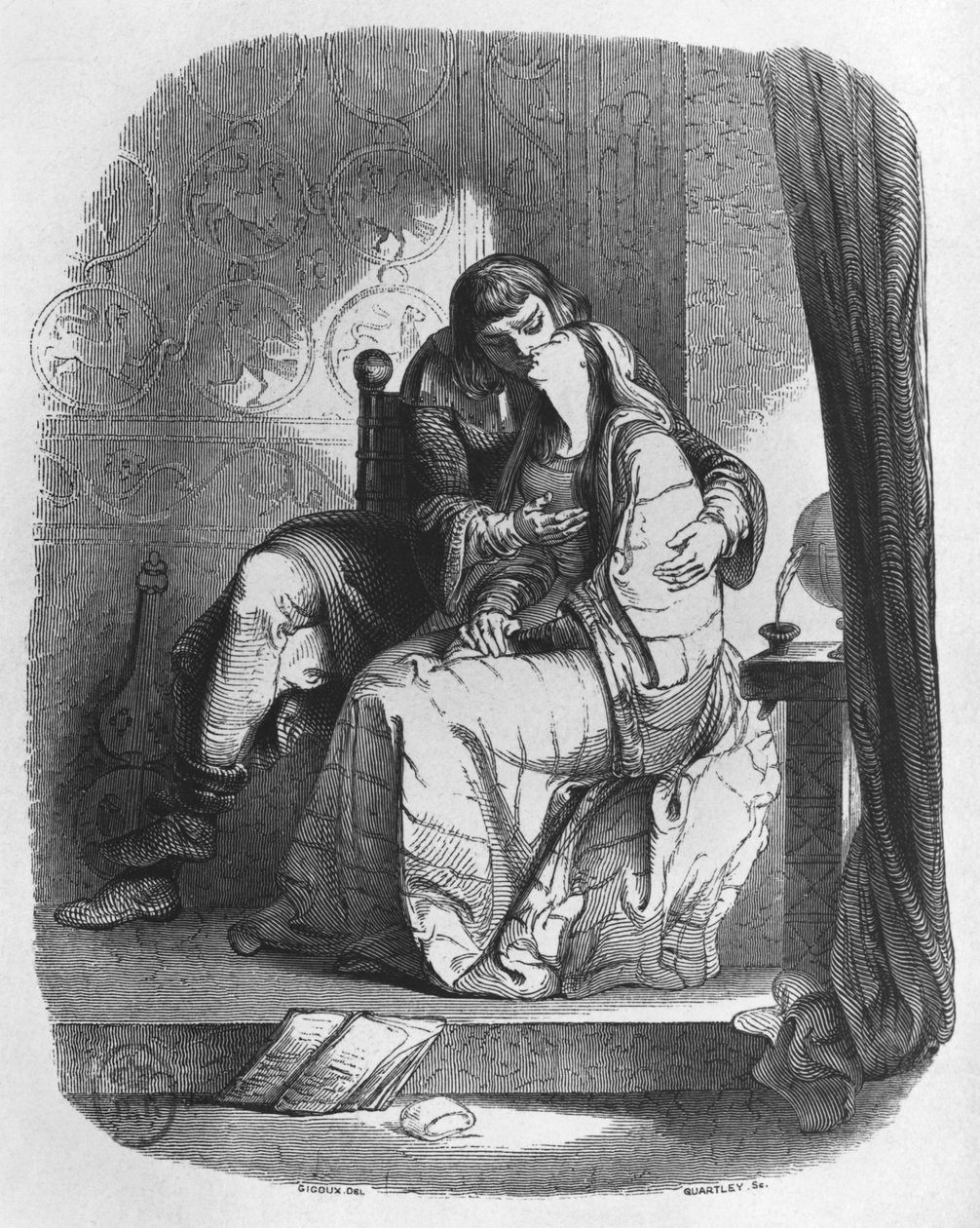 Heloise and Abelard Kissing, Illustration from 