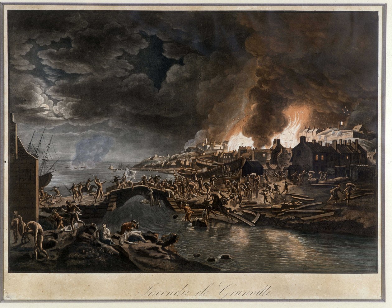 Granville in Flames Besieged by the Vendéans by Jean Francois Hue