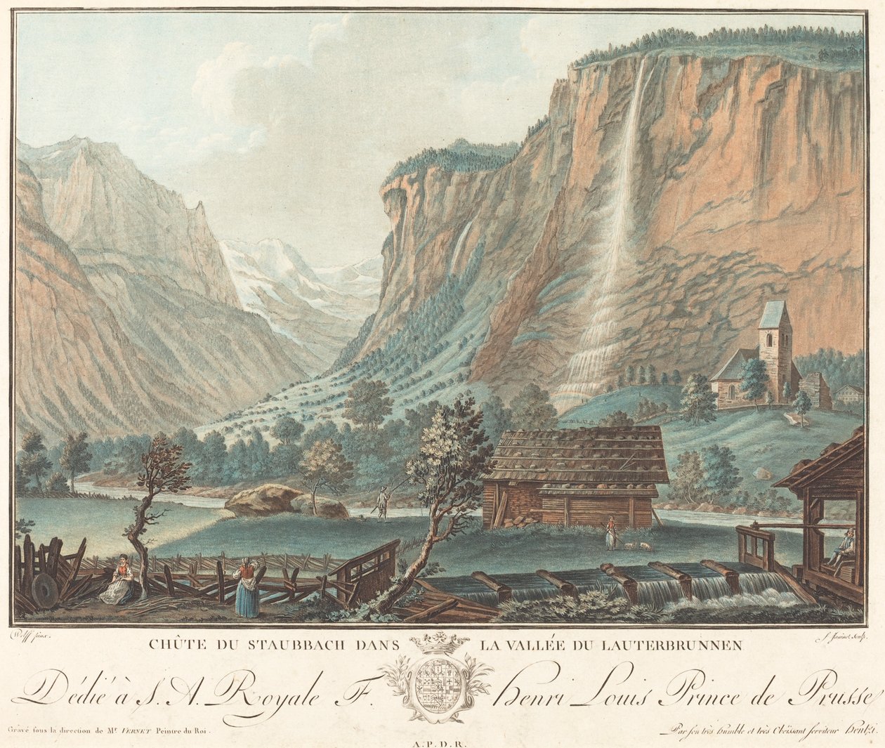 Falls at Staubbach, probably 1776 by Jean Francois Janinet