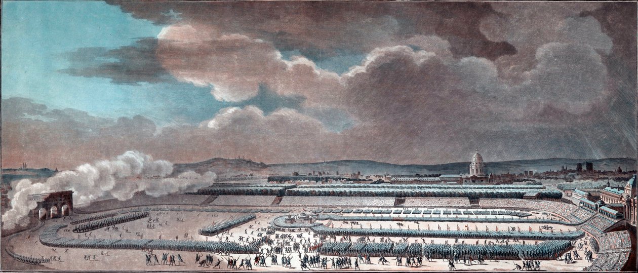 The Festival of the Federation (celebrating the constitutional monarchy). Paris, Champ-de-Mars, on July 14 by Jean Francois Janinet