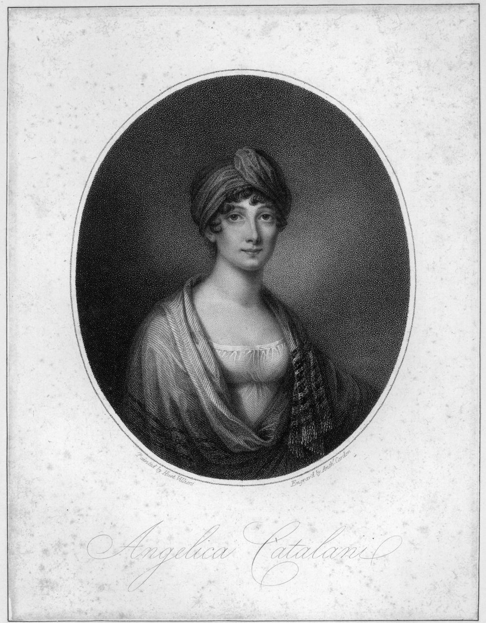 Angelica Catalani, Engraved by Antoine Cardon by Jean Francois Marie Huet Villiers