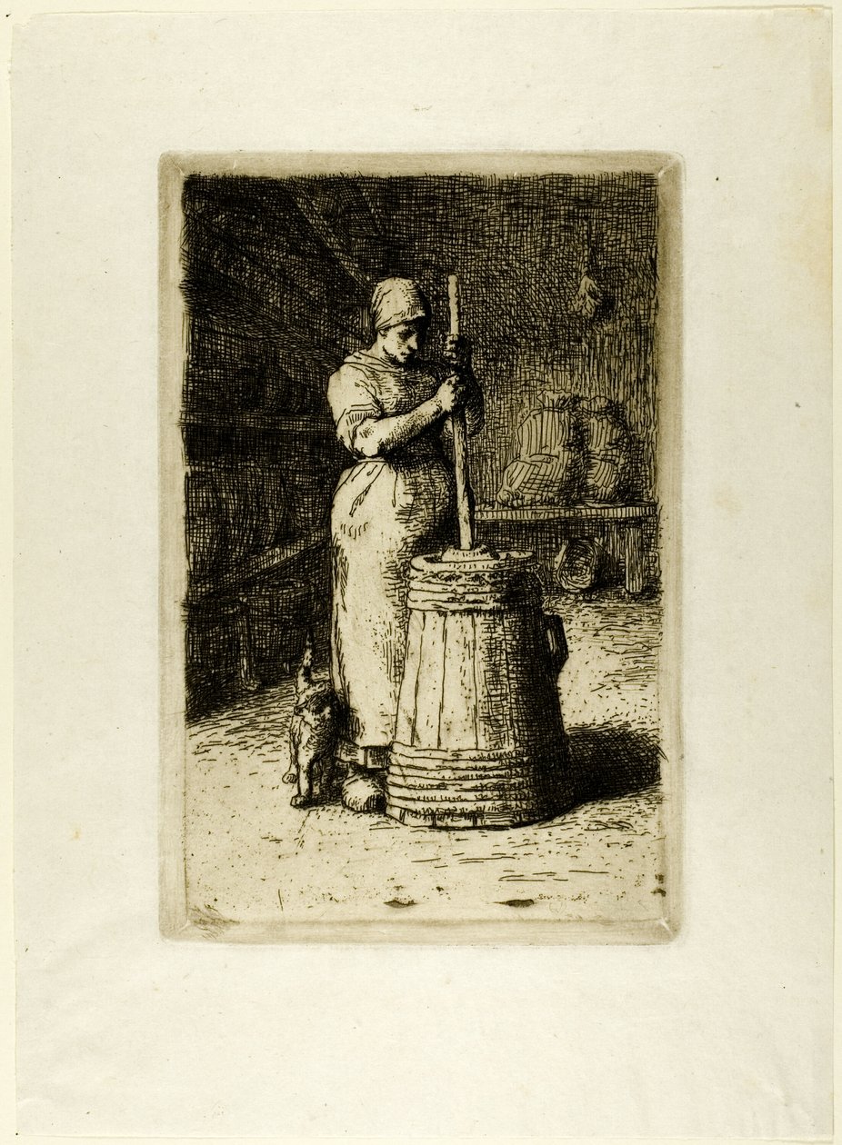A Woman Churning by Jean Francois Millet