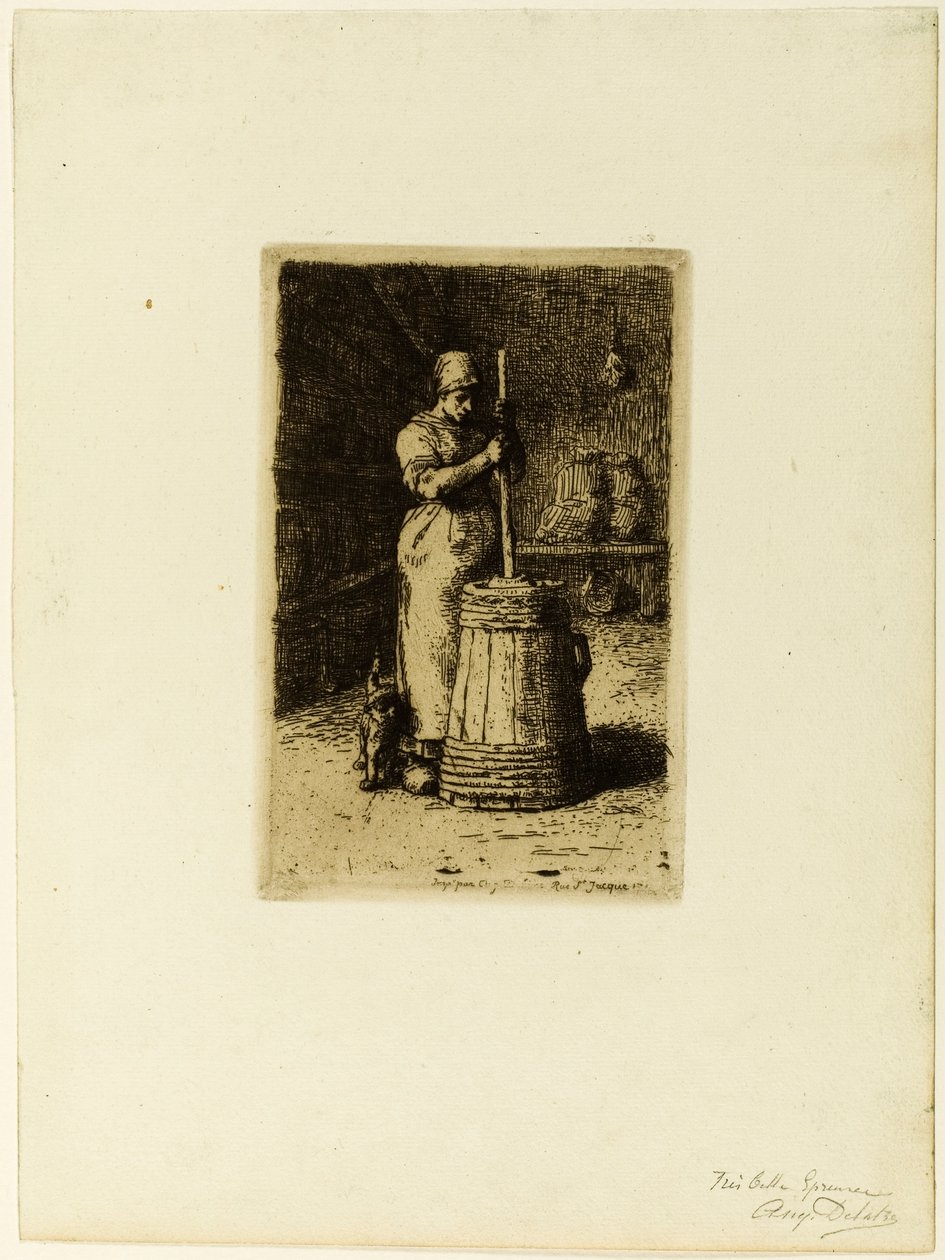 A Woman Churning by Jean Francois Millet