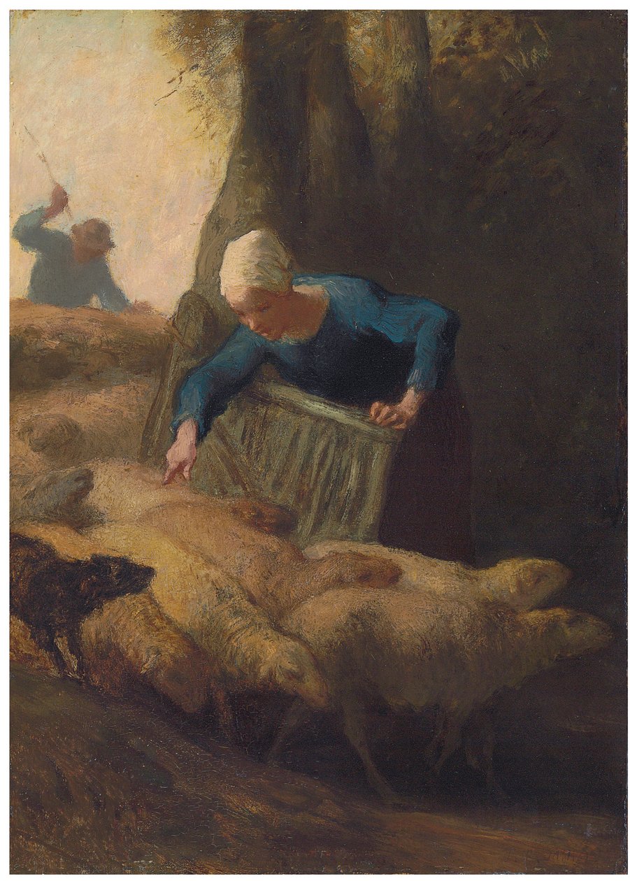 Counting the Flock by Jean-Francois Millet: Fine art print