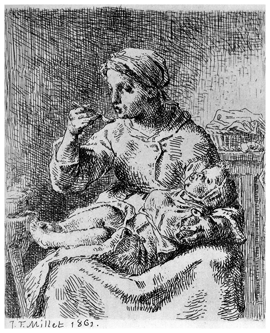 La Bouillie, 1861 by Jean Francois Millet