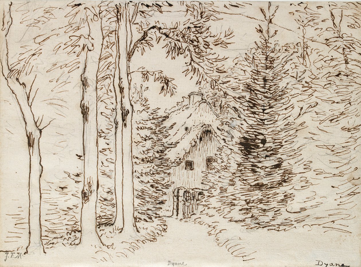 Path Through Woods to a Thatched House by Jean Francois Millet