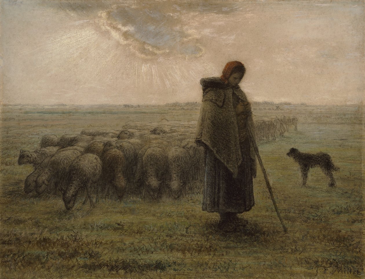 Shepherdess and Her Flock, 1862-63 by Jean Francois Millet