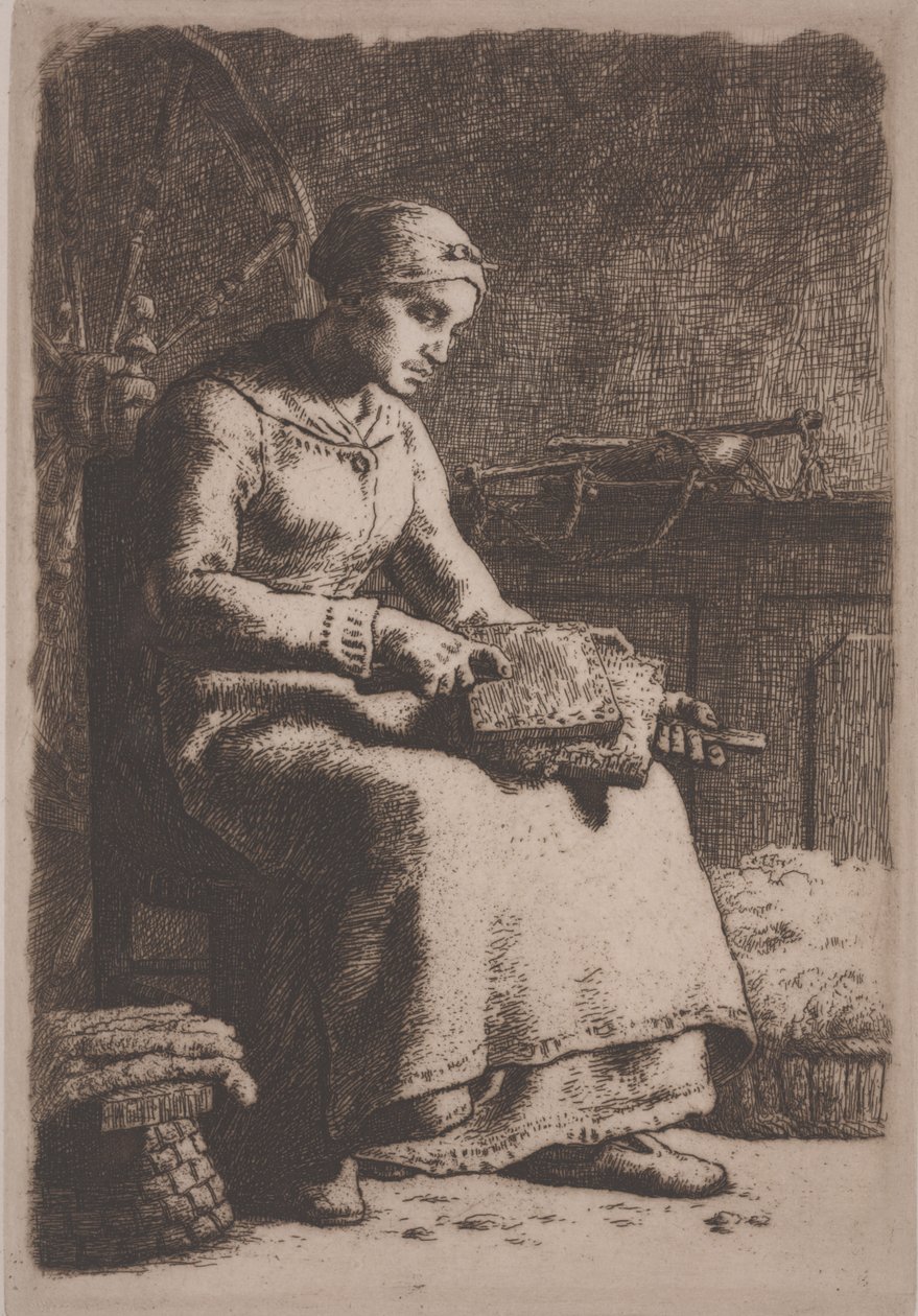 The Wool Carder by Jean Francois Millet