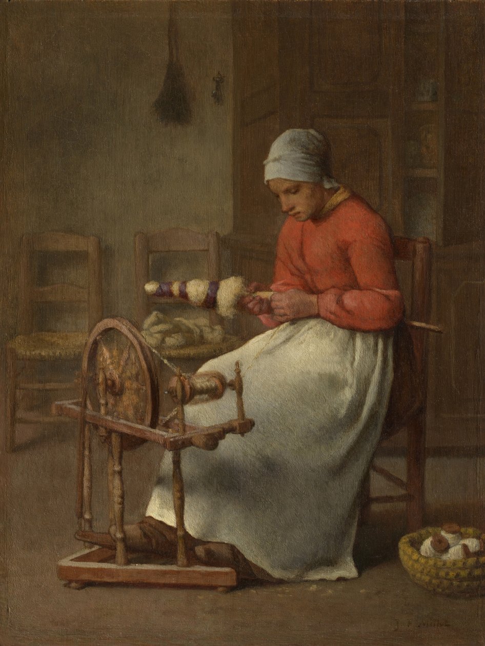 Woman Spinning by Jean Francois Millet