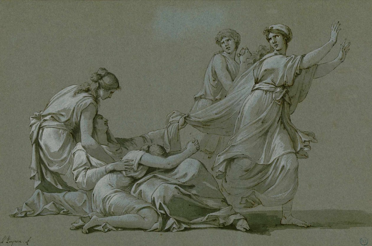 The Young Men and Maidens of Athens to be Offered as Sacrificial Victims to Minotaur by Jean François Pierre Peyron