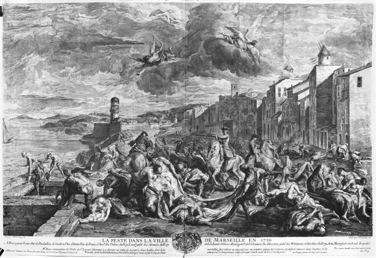 The plague of 1720 in Marseilles, engraved by Simon Thomassin (1655-1733) 1727 by Jean Francois de (after) Troy