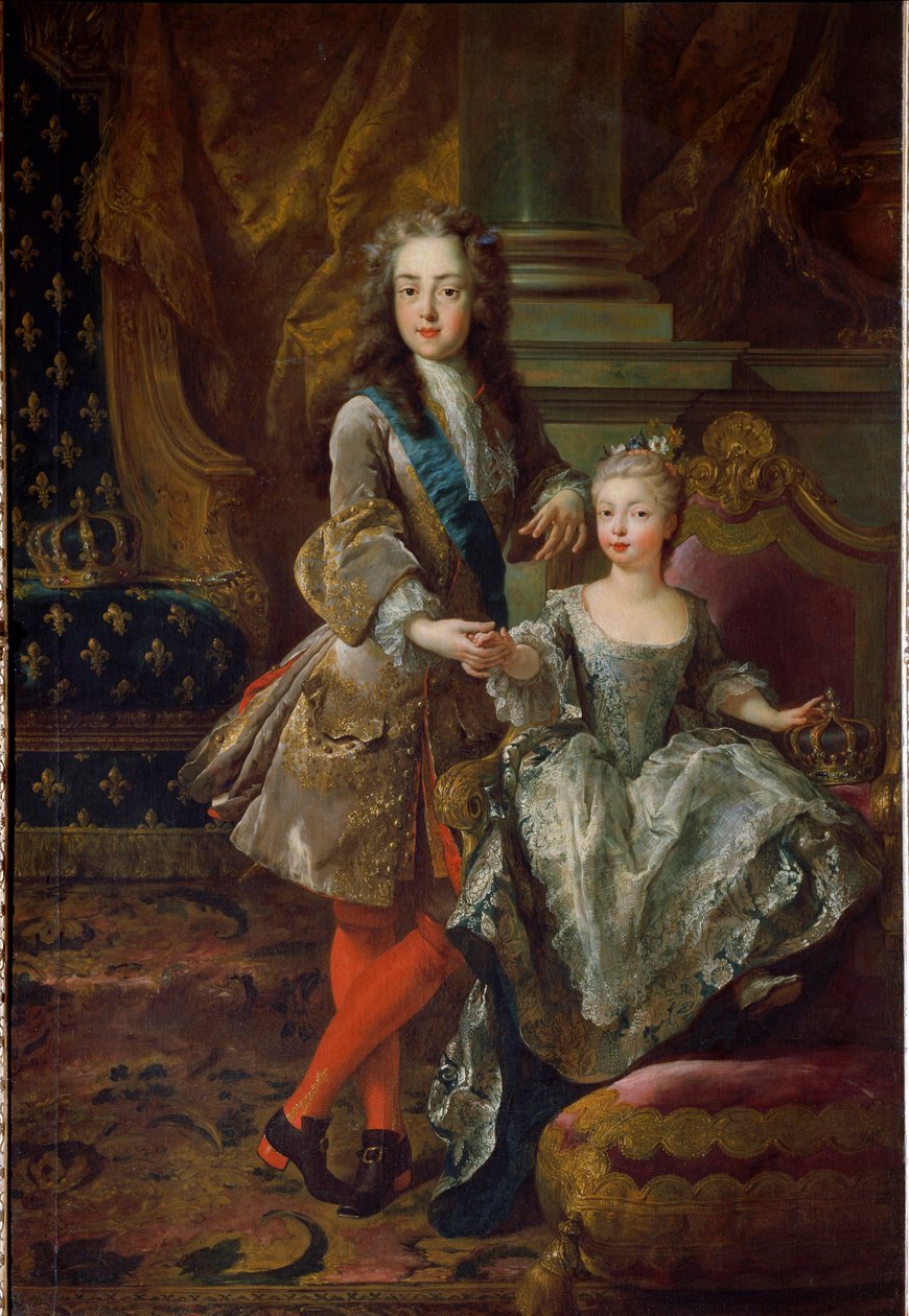 Portrait of King Louis XV and His Fiancee Marie Anne Victoire of Spain by Jean François de Troy