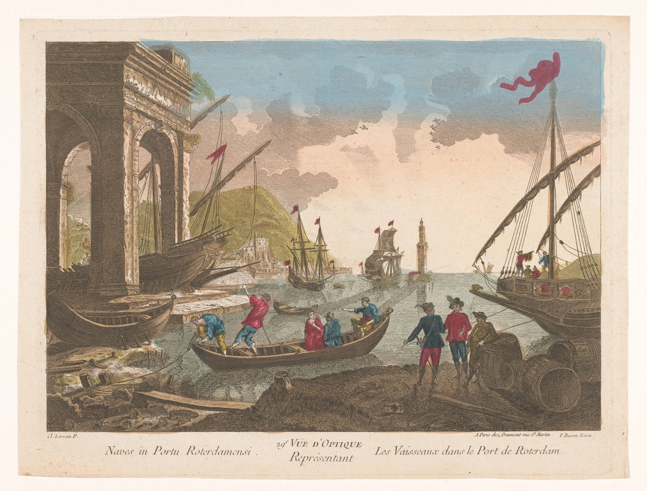 View of Boats and Ships in the Harbor of Rotterdam by Jean François Daumont